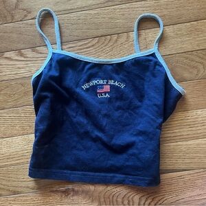 Navy Blue Tank Top with Newport Beach USA Embroidery